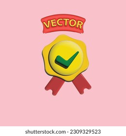Winner medal 3d vector icon. Cartoon minimalist style. eps 10