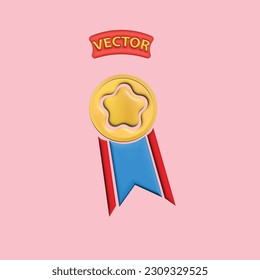 Winner medal 3d vector icon. Cartoon minimalist style. eps 10