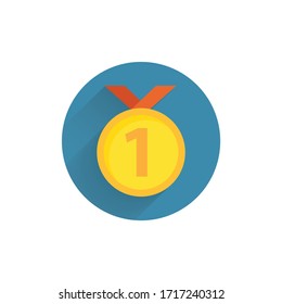 winner medal colorful flat icon with shadow. first place medal flat icon. 1 medal flat icon