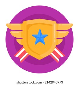 Winner medal in an editable flat rounded icon design 

