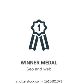 Winner medal glyph icon vector on white background. Flat vector winner medal icon symbol sign from modern seo and web collection for mobile concept and web apps design.