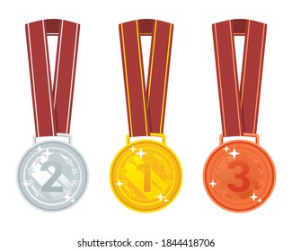 Winner medal. Gold, silver, bronze medal. Illustration vector