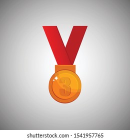 Winner medal icon. The bronze medal vector symbol is a symbol of victory in a sports event. Vector illustration EPS 10.