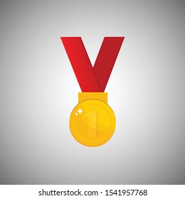 Winner medal icon. The gold medal vector symbol is a symbol of victory in a sports event. Vector illustration EPS 10.