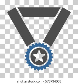 Winner Medal icon. Vector illustration style is flat iconic bicolor symbol, cobalt and gray colors, transparent background. Designed for web and software interfaces.