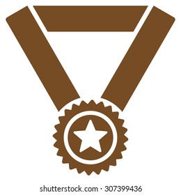 Winner medal icon. Vector style is flat symbols, brown color, rounded angles, white background.