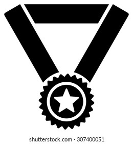 Winner medal icon. Vector style is flat symbols, black color, rounded angles, white background.