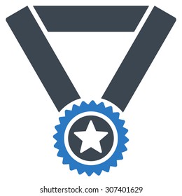 Winner medal icon. Vector style is flat bicolor symbols, smooth blue colors, rounded angles, white background.