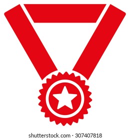 Winner medal icon. Vector style is flat symbols, red color, rounded angles, white background.
