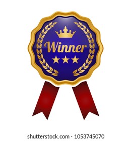 Winner medal on white background. Vector illustration