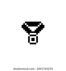 Winner medal pixel art icon. First place. Sports competitions olympic games. Flat style. 8-bit. Isolated vector illustration.