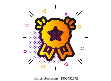 Winner medal sign. Halftone circles pattern. Ranking star icon. Best rank symbol. Classic flat ranking star icon. Vector