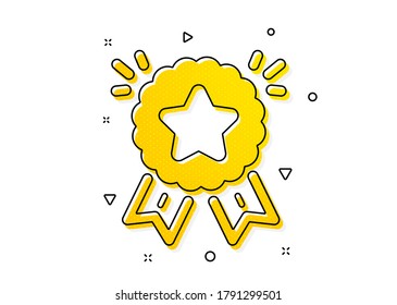 Winner medal sign. Ranking star icon. Best rank symbol. Yellow circles pattern. Classic ranking star icon. Geometric elements. Vector