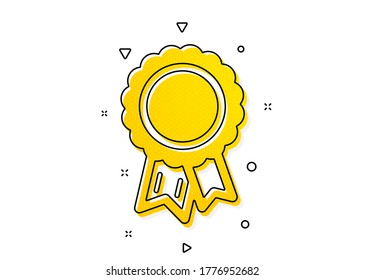 Winner medal sign. Success icon. Award reward symbol. Glory or Honor. Yellow circles pattern. Classic success icon. Geometric elements. Vector