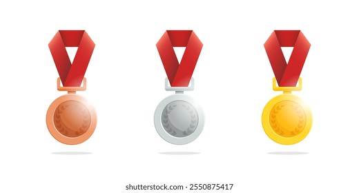 Winner medal vector flat set. Medal illustration
