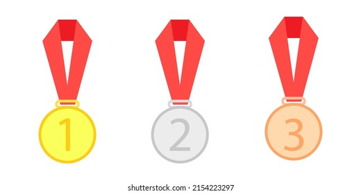 Winner medal vector icon set