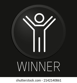 Winner minimal vector line icon on 3D button isolated on black background. Premium Vector.