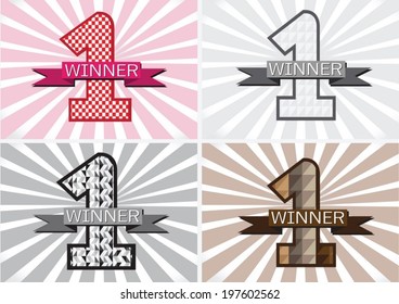 the Winner and Number One First Place sign simbol with ribbons