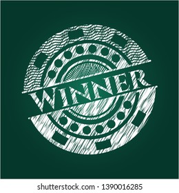 Winner on blackboard. Vector Illustration. Detailed.