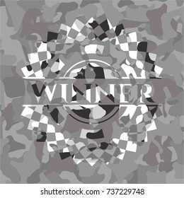 Winner on grey camouflage pattern