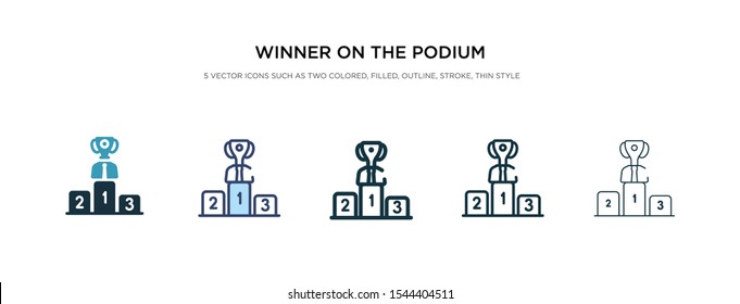 winner on the podium icon in different style vector illustration. two colored and black winner on the podium vector icons designed in filled, outline, line and stroke style can be used for web,