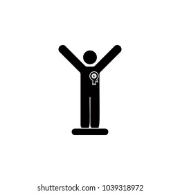 the winner on the podium icon. Element of medal and awards for mobile concept and web apps. Thin line  icon for website design and development, app development. Premium icon on white background