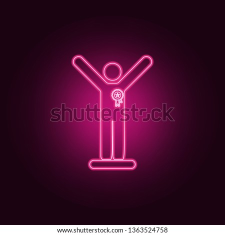 the winner on the podium icon. Elements of Sucsess and awards in neon style icons. Simple icon for websites, web design, mobile app, info graphics