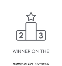 Winner on the podium linear icon. Modern outline Winner on the podium logo concept on white background from Productivity collection. Suitable for use on web apps, mobile apps and print media.