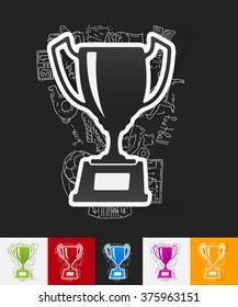 winner paper sticker with hand drawn elements