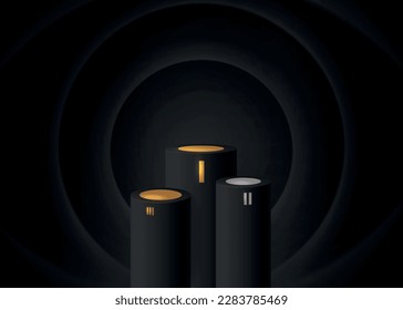 Winner pedestal. Empty champion platform. Vector scene mock up for award ceremony