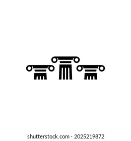 Winner pedestal. Three Antique pillars.  Podium for best product with greek or roman column. History or law symbol. 