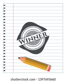 Winner pencil draw. Vector Illustration. Detailed.