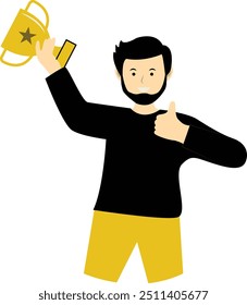 Winner People Cartoon Character in Flat Style. Vector Illustration