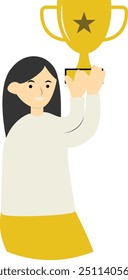 Winner People Cartoon Character in Flat Style. Vector Illustration