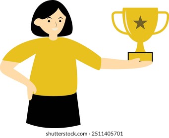 Winner People Cartoon Character in Flat Style. Vector Illustration