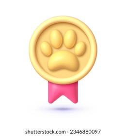 Winner pet 3D, great design for any purposes. Gold winner pet. Vector 3d render