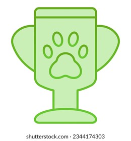 Icono plano de la copa de las mascotas ganadoras. Iconos verdes del trofeo animal en un estilo moderno y plano. Diseño de gradiente de premio para mascotas, diseñado para web y aplicación. Eps 10