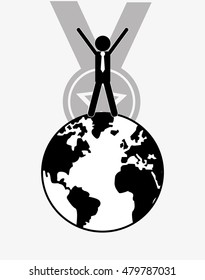 winner pictogram with medal  icon
