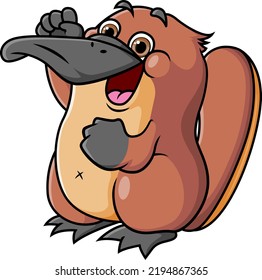 Der Sieger Platypus wird mit dem glücklichen Ausdruck der Illustration gefeiert