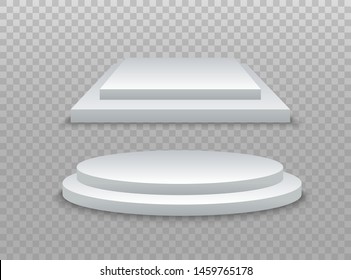 Winner podium. 3d podium, pedestal or platform on transparent background. Vector illustration EPS10