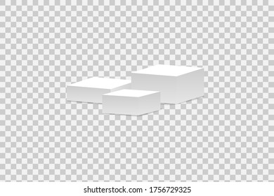 Winner podium. 3d podium, pedestal or platform on transparent background. Vector illustration EPS10