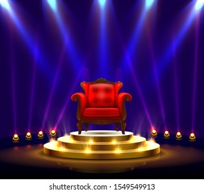 Winner podium art, Red Chair on the scene. Vector illustration