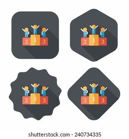 winner podium flat icon with long shadow,eps10