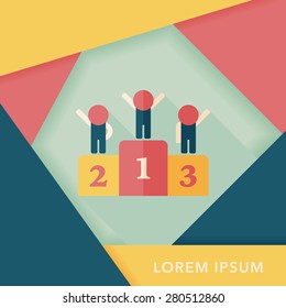winner podium flat icon with long shadow,eps10