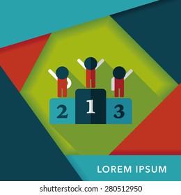 winner podium flat icon with long shadow,eps10
