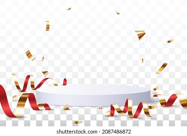 winner podium with Gold confetti celebration on transparent background