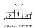 winner podium icon doodle hand drawn. Outline drawing winner podium 1, 2, 3 place line clipart symbol. Vector illustration