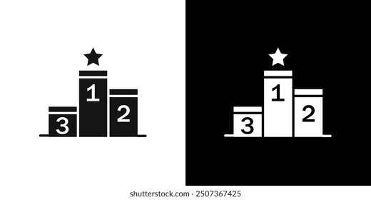 winner podium icon flat line symbol set.