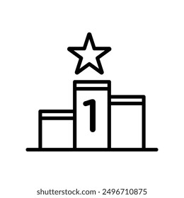 winner podium icon linear logo mark in black and white