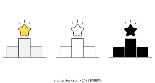 Winner podium icon, stairs and star symbol isolated background, winner flat simple for infographics design template. silhouette icon, vector illustration.